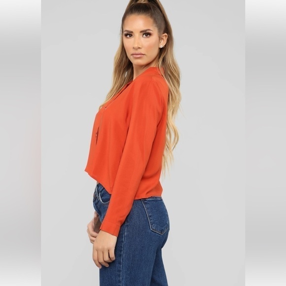FASHION Nova (Rust)Stormi Button Shirt. Size S - Picture 2 of 5